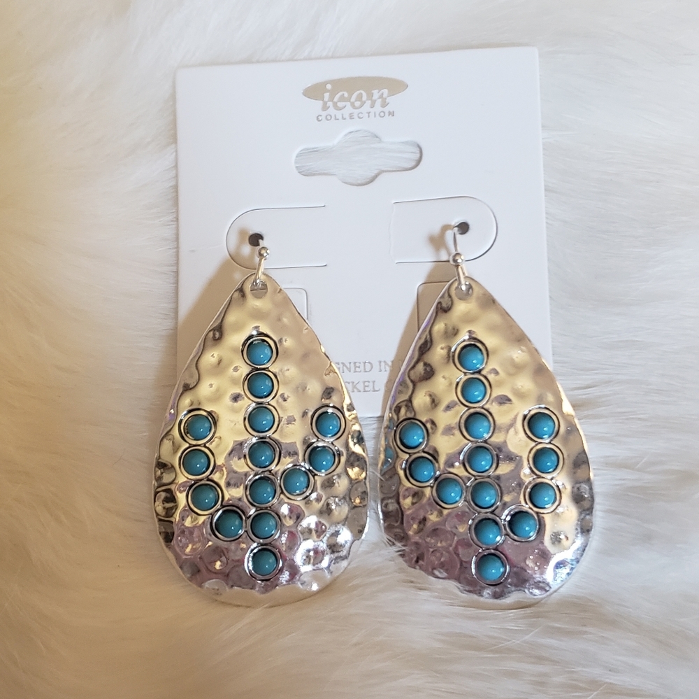 Pebble Creek Turquoise Cactus Teardrop Earrings